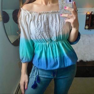 Anthropologie Bohemian Ombré Eyelet Top